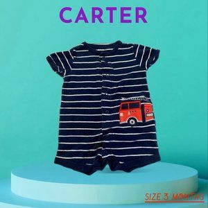 CARTERS STRIPPED BLACK COLOURED BABY ONE PIECE BABY SUITMSIZE 3  MONTHS